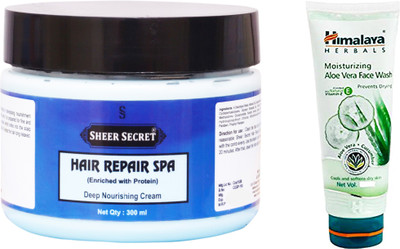 

Sheer Secret Hair Repair Spa 300ml and Aloe Vera Face Wash 100ml(Set of 2)