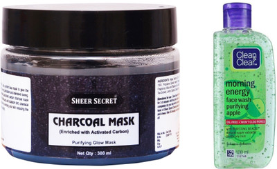 

Sheer Secret Charcoal Mask 300ml and Clean & Clear Morning Energy Apple Face Wash 100ml(Set of 2)