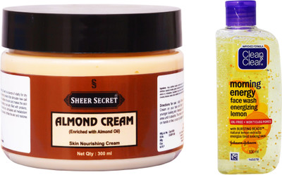 

Sheer Secret Almond Cream 300ml and Morning Energy Lemon Face Wash 100ml(Set of 2)