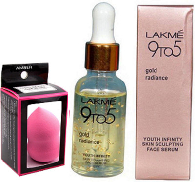 

Amber Sponge Puff & Lakme 9 to 5 Gold Radiance Face Serum(Set of 2)