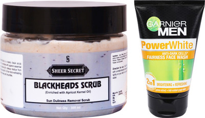 

Sheer Secret Blackheads Scrub 300ml and Men Power White Face Wash 100ml(Set of 2)