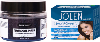 

Sheer Secret Charcoal Mask 300ml and Jolen Oxy Bleach 35g(Set of 2)