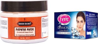 

Sheer Secret Papaya Mask 300ml and Fem Diamond Bleach 30g(Set of 2)