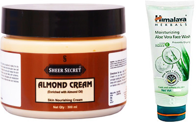 

Sheer Secret Almond Cream 300ml and Himalaya Aloe Vera Face Wash 100ml(Set of 2)