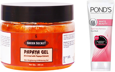 

Sheer Secret Papaya Gel 300ml and Pond's White Beauty Face Wash 100ml(Set of 2)