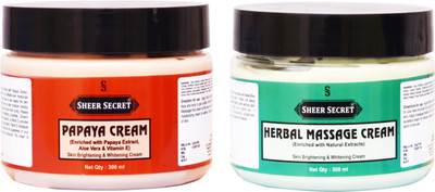 

SHEER SECRET PAPAYA CREAM 300ML and HERBAL MASSAGE CREAM 300ML(Set of 2)