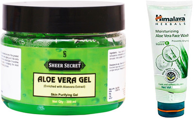 Sheer Secret Aloe Vera Gel 300ml and Aloe Vera Face Wash 100ml(Set of 2)