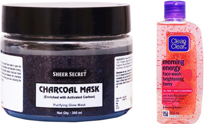 

Sheer Secret Charcoal Mask 300ml and Clean & Clear Morning Energy Berry Face Wash 100ml(Set of 2)