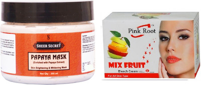 

Sheer Secret Papaya Mask 300ml and Pink Root Mix Fruit Bleach 50g(Set of 2)