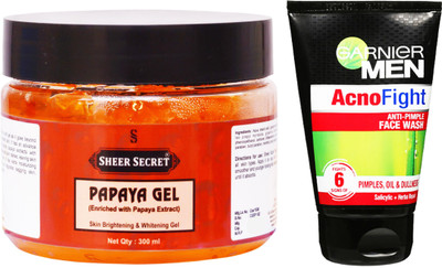 

Sheer Secret Papaya Gel 300ml and Garnier Men Acno Fight Face Wash 100ml(Set of 2)