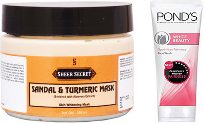 

Sheer Secret Sandal & Turmeric Mask 300ml and Pond's White Beauty Face Wash 100ml(Set of 2)