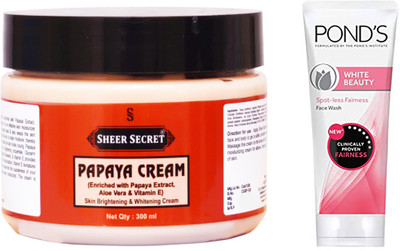 Sheer Secret Papaya Cream 300ml and White Beauty Face Wash 100ml(Set of 2)