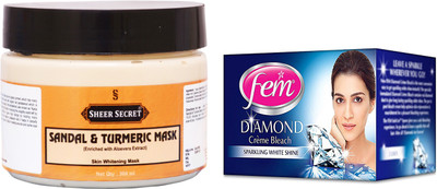 

Sheer Secret Sandal & Turmeric Mask 300ml and Fem Diamond Bleach 30g(Set of 2)