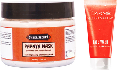 

Sheer Secret Papaya Mask 300ml and Blush & Glow Strawberry Gel Face Wash 100ml(Set of 2)