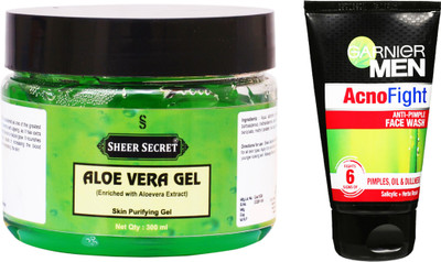 

Sheer Secret Aloe Vera Gel 300ml and Garnier Men Acno Fight Face Wash 100ml(Set of 2)