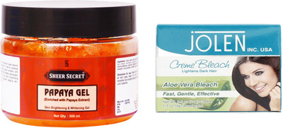 

Sheer Secret Papaya Gel 300ml and Jolen Aloe Vera Bleach 35g(Set of 2)