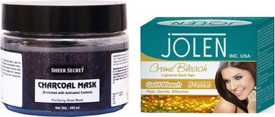 

Sheer Secret Charcoal Mask 300ml and Jolen Gold Bleach 35g(Set of 2)