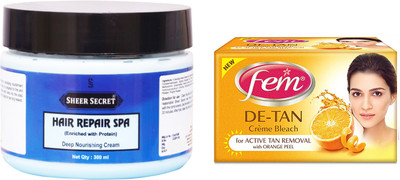 

Sheer Secret Hair Repair Spa 300ml and Fem De-Tan Bleach 30g(Set of 2)