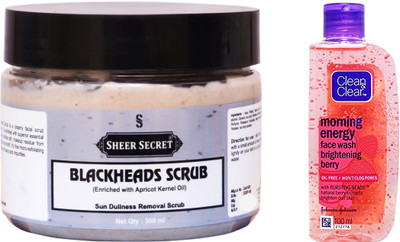 

Sheer Secret Blackheads Scrub 300ml and Clean & Clear Morning Energy Berry Face Wash 100ml(Set of 2)