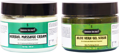 

SHEER SECRET HERBAL MASSAGE CREAM 300ML and ALOE VERA GEL SCRUB 300ML(Set of 2)