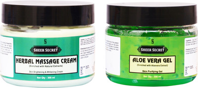 

SHEER SECRET HERBAL MASSAGE CREAM 300ML and ALOE VERA GEL 300ML(Set of 2)