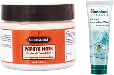 

Sheer Secret Papaya Mask 300ml and Oil Clear Lemon Face Wash 100ml(Set of 2)