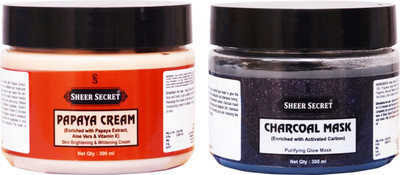 Sheer Secret PAPAYA CREAM 300ML and CHARCOAL MASK 300ML(2 Items in the set)