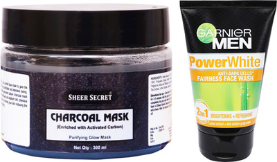 

Sheer Secret Charcoal Mask 300ml and Power White Face Wash 100ml(Set of 2)
