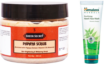 

Sheer Secret Papaya Scrub 300ml 300ml and Neem Face Wash 100ml(Set of 2)