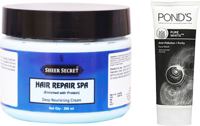 

Sheer Secret Hair Repair Spa 300ml and Pond's Pure White Face Wash 100ml(Set of 2)