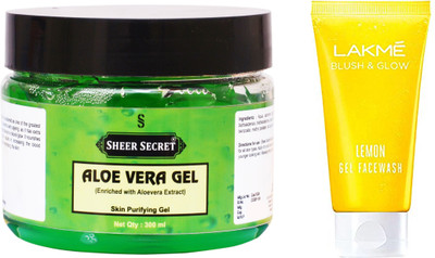 

Sheer Secret Aloe Vera Gel 300ml and Blush & Glow Lemon Gel Face Wash 100ml(Set of 2)