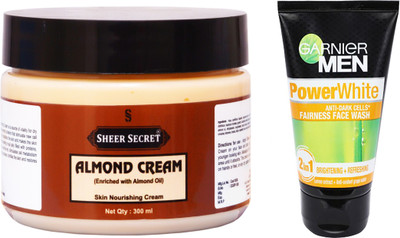 

Sheer Secret Almond Cream 300ml and Men Power White Face Wash 100ml(Set of 2)