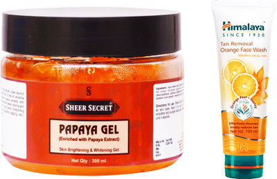 

Sheer Secret Papaya Gel 300ml and Tan Removal Orange Face Wash 100ml(Set of 2)
