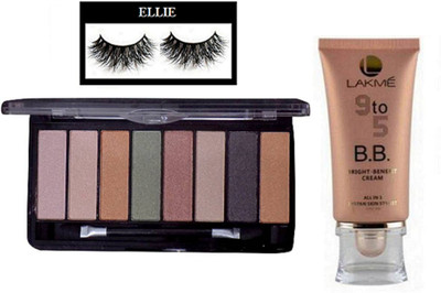 

Ellie Eyelashes, 8 shades Eyeshadow palette, B.B Cream(Set of 3)
