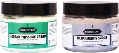

SHEER SECRET HERBAL MASSAGE CREAM 300ML and BLACKHEADS SCRUB 300ML(Set of 2)