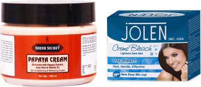 

Sheer Secret Papaya Cream 300ml and Jolen Oxy Bleach 35g(Set of 2)