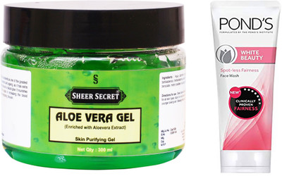 

Sheer Secret Aloe Vera Gel 300ml and Pond's White Beauty Face Wash 100ml(Set of 2)