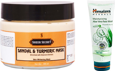 

Sheer Secret Sandal & Turmeric Mask 300ml and Aloe Vera Face Wash 100ml(Set of 2)