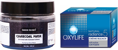 

Sheer Secret Charcoal Mask 300ml and Oxylife Bleach 27g(Set of 2)