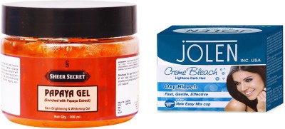 

Sheer Secret Papaya Gel 300ml and Jolen Oxy Bleach 35g(Set of 2)