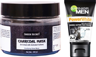 

Sheer Secret Charcoal Mask 300ml and Double Action Face Wash 100ml(Set of 2)