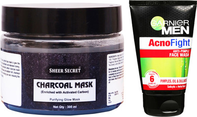

Sheer Secret Charcoal Mask 300ml and Men Acno Fight Face Wash 100ml(Set of 2)