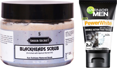 

Sheer Secret Blackheads Scrub 300ml and Men Double Action Face Wash 100ml(Set of 2)
