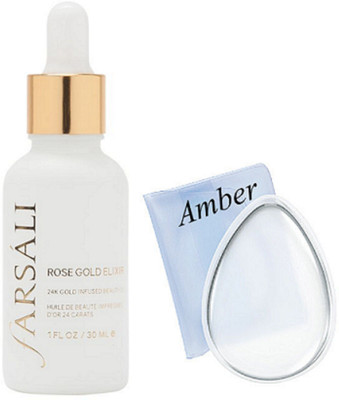 

Amber Silicon puff, rose gold elixir farsali face serum(Set of 2)