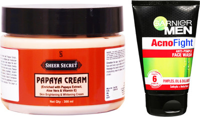 

Sheer Secret Papaya Cream 300ml and Men Acno Fight Face Wash 100ml(Set of 2)