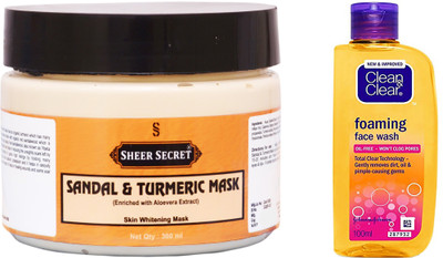 

Sheer Secret Sandal & Turmeric Mask 300ml and Clean & Clear Foaming Face Wash 100ml(Set of 2)