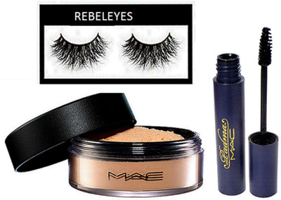 

REBELEYES eyelashes,loose powder,padma mascara(Set of 3)