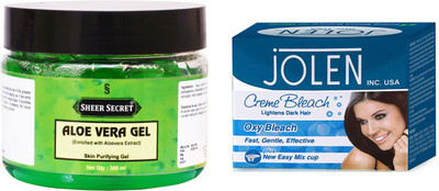 

Sheer Secret Aloe Vera Gel 300ml and Jolen Oxy Bleach 35g(Set of 2)
