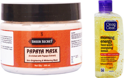 

Sheer Secret Papaya Mask 300ml and Morning Energy Lemon Face Wash 100ml(Set of 2)