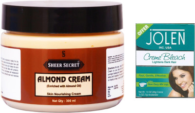 Sheer Secret Almond Cream 300ml and Jolen Creme Bleach 35g(Set of 2)